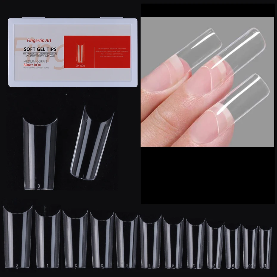 

504pcs Acrylic Clear Half Cover Nails Fake Square Stiletto Nail Tips Artificial Nail Extension Press on Nail Accessories Tools