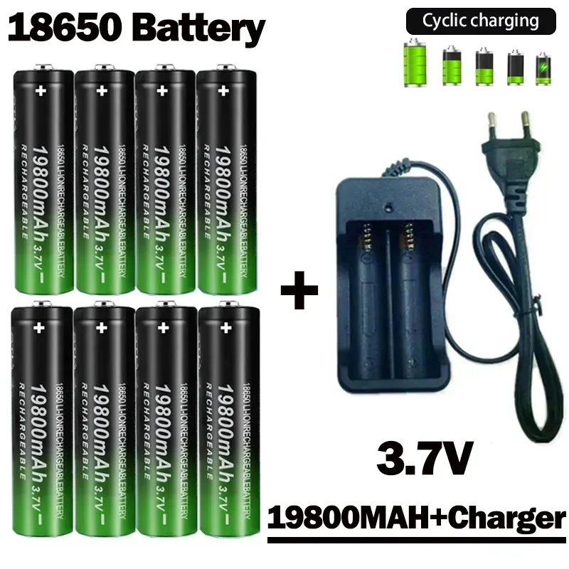 18650 Battery 2023NewBestselling 19800mAh+Charger 3.7V 18650Li-ion Batteries Rechargeable Battery for Remote Control Screwdriver