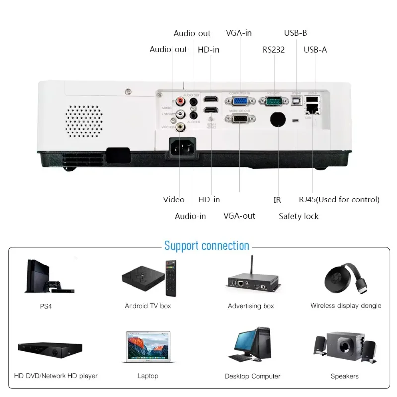K201 Advertising Business Projector Outdoor Building  Short Throw Laser Projector Overhead High ANSI Lumens Projectors