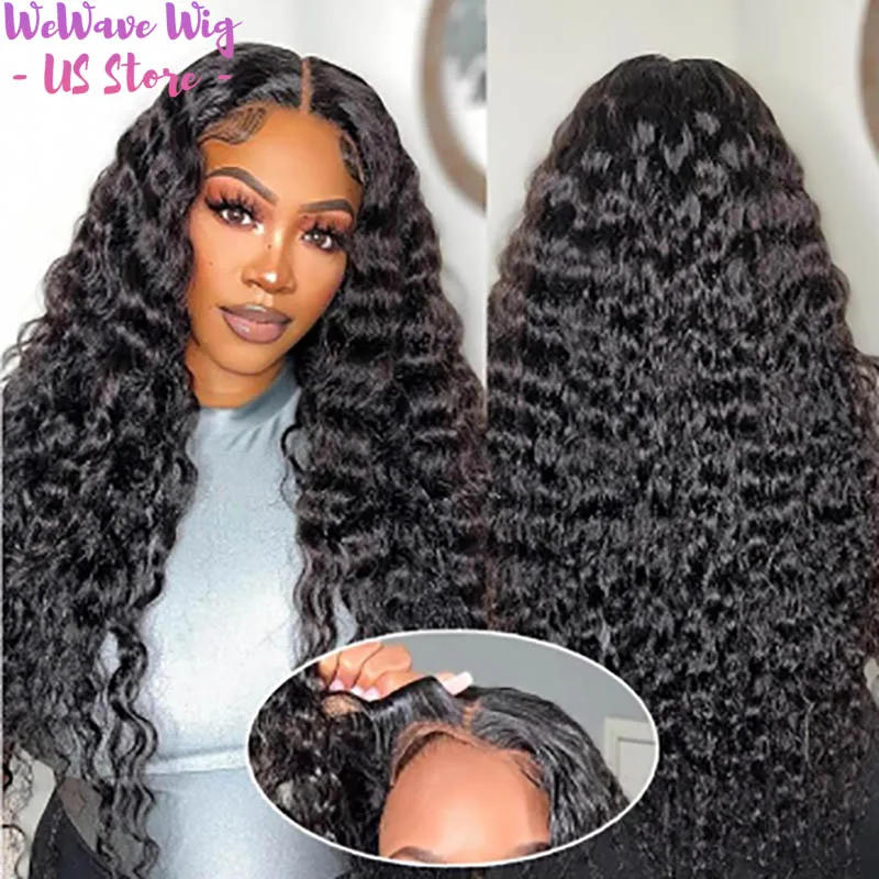 باروكة من شعر طبيعي بدون صمغ Hd باروكات من الدانتيل موجة عميقة باروكة من شعر طبيعي قبل قطع شعر مستعار دانتيل ارتداء والذهاب كثافة 200% للنساء #1