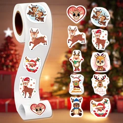 500Pcs/Roll Heterotypic Christmas Elks Reindeers Stickers 10 Designs 2.5cm/1.0'' Beautiful Merry Christmas Decals Diy Adorn Gift