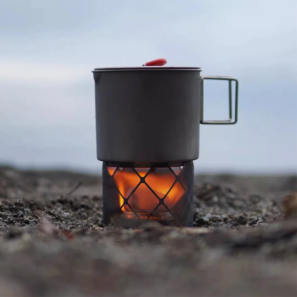 Titanium 2-In-1 Windproof Mesh Windscreen Outdoor Camping Alcohol Stove Holder Rack Stand