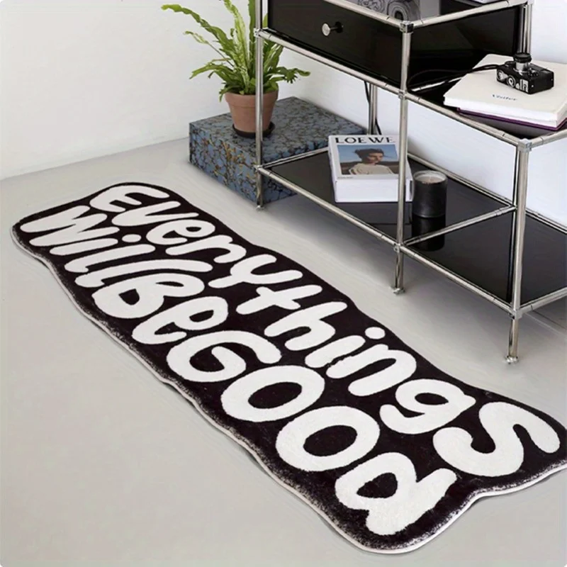 VIKAMA „Everything Will Be Good“-Teppich, Ermutigungsteppich, Wohnzimmerteppich, Teppich für Schlafzimmer, Bettvorleger, Fußmatte, Heimteppich