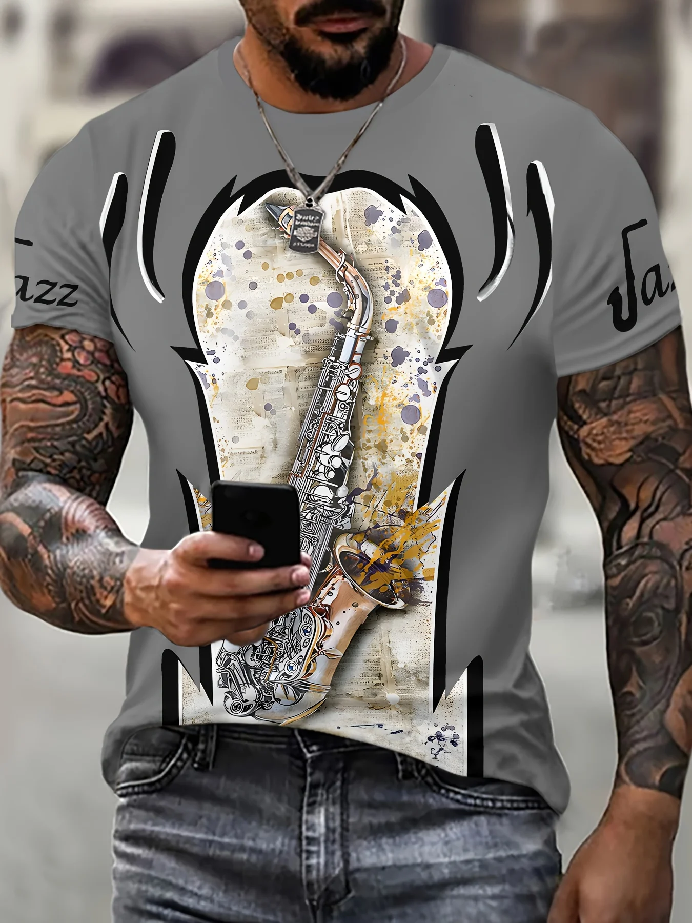 

2024 New Men's 3D Instrument Pattern Trendy T-shirt