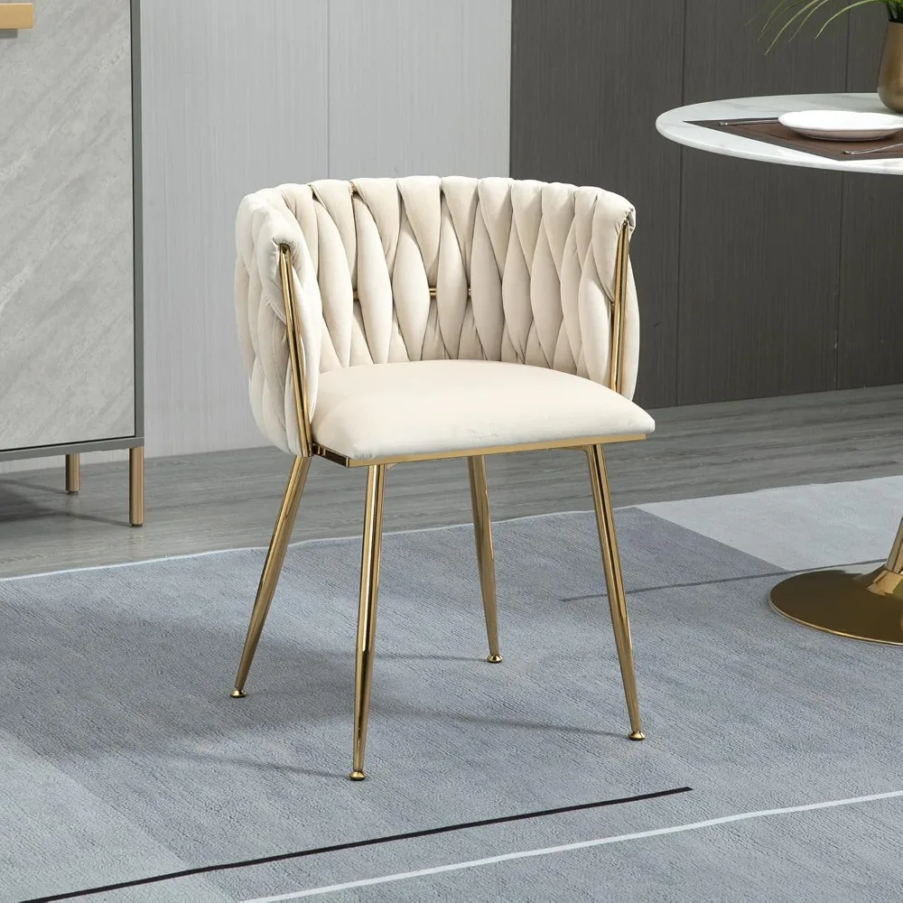 Velvet Dining Chairs Set of 4, Modern Upholstered Dining Chairs with Gold Metal Legs for Dining Room, Vanity, Kitchen