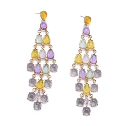 2025 New Fashion Colorful Water Drop Round Resin Cascading Earrings Women Boho Ethnic Statement Waterfall Earring Indian Jewelry