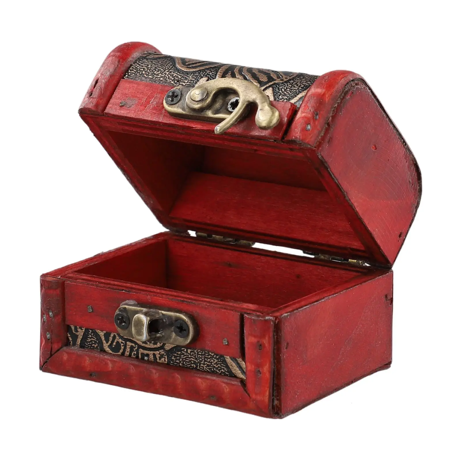 1PC Antique Mini Wood Treasure Chest Storage Box Jewelry Organizer Box Gifts Box Wooden Treasure Chest Jewelry Trinket Box