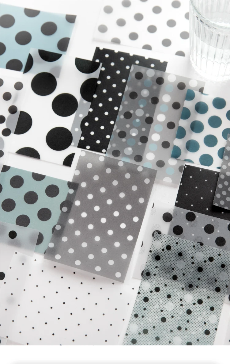 Journal GO 32 Stück Polka Dot Waltz Vintage Dots Dual Material Paper Kreatives DIY Junk Journal Collage Scrapbooking Hintergrund DIY – Detail 2