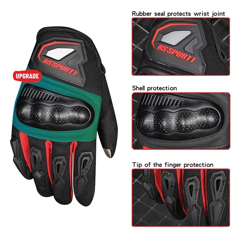 

RS Motorcycle Summer Riding Gloves Hard Shell Protector Anti-fall Motorcycle Breathable Non-slip Touch Screen Gloves
