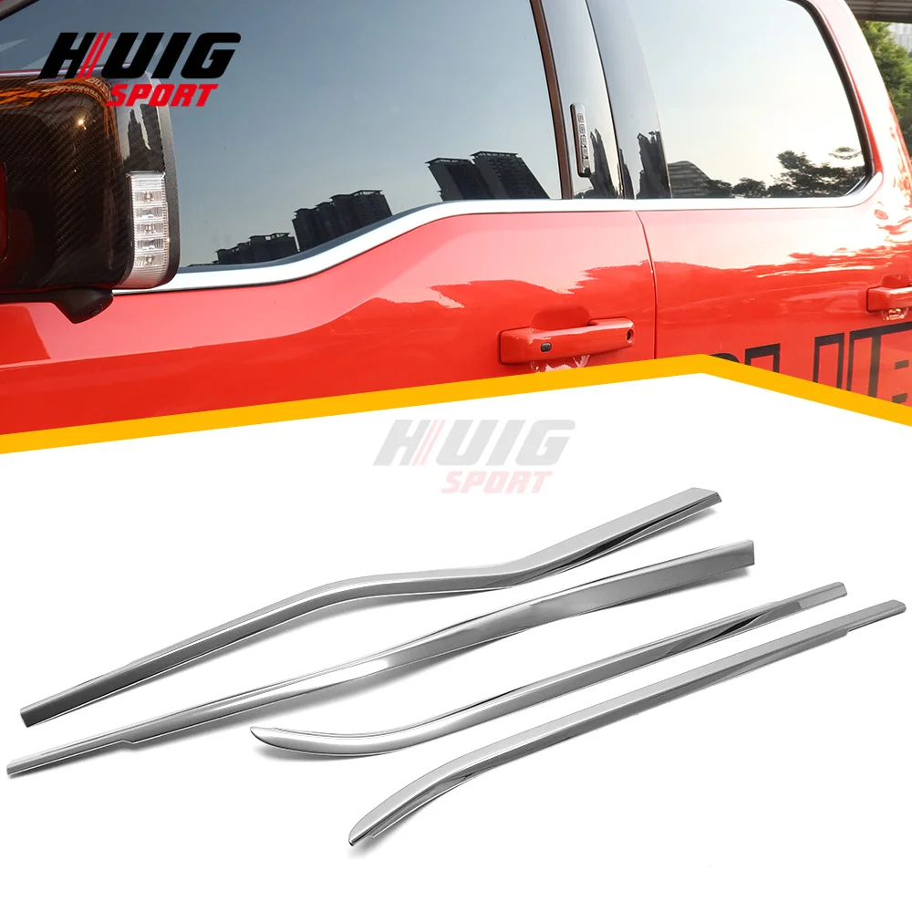 

4PCS Stainless Steel For Ford F150 2021 2022 2023 2024 2025 Exterior Side Door Window Bottom Sill Cover Trim Accessories