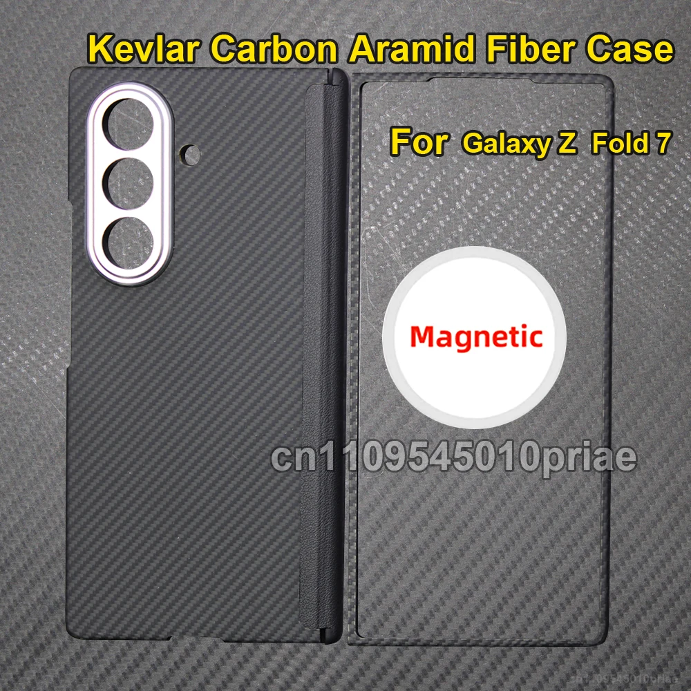 

600D Real-thin Carbon Fiber Phone Case for Samsung Galaxy Z Fold 7 case Aramid Fiber fabric thinhard Magnetic balck Slim light