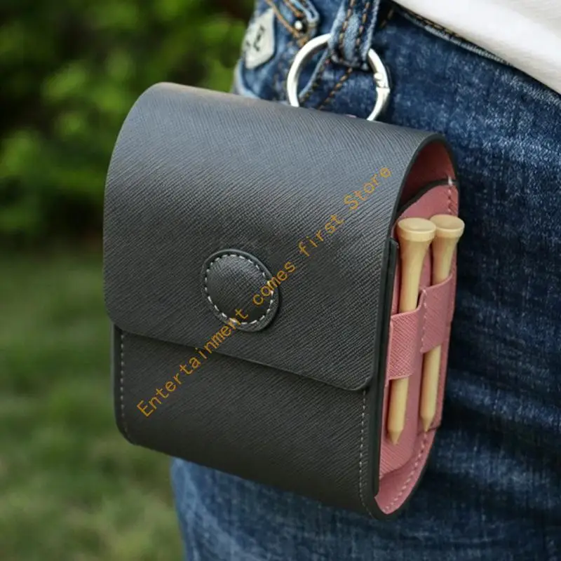 Leather Golf Rangefinder Bag for Outdoor Rounds Compact Ball Storage Protective Sleeve with Tees Slots Circlet and Belt Clip