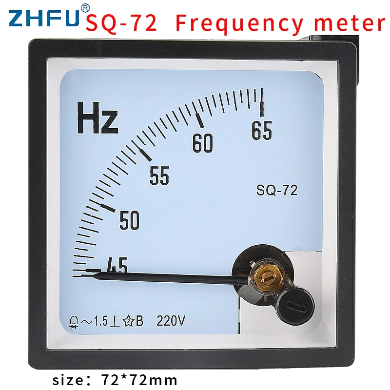 sq-72 45-65HZ Pointer type AC frequency meter 60HZ 100V 220V 380V Cyclometer Hertz magnetometer