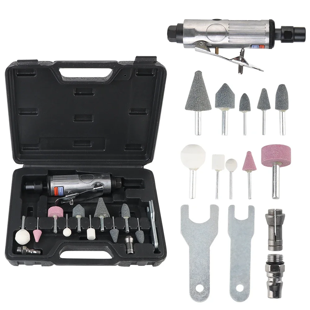 Kit de Machine à polir et à meulage, broyeur à Air, outil de gravure, 1/4 ", 1/8", 16 pièces, broyeur pneumatique