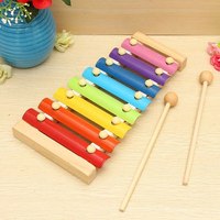 Montessori Wooden 8 Tones Multicolor Xylophone Wood Musical Instrument Toys For Baby Kids Puzzles Early Learning Games