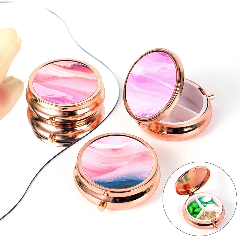 1Pcs 3 Cells Metal Pill Boxes Round Pill Boxes Medicine Organizer Container Medicine Case Splitters Pill Candy Box