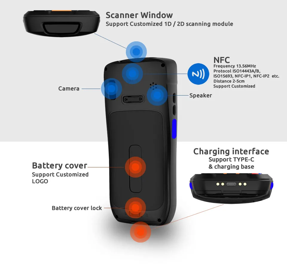 ENGÔNUS-Portable PDA Barcode Scanner, Mini Scanner, Laser Quick Scanner, Bandheld, Android, 1D e 2D, Novo, 2024