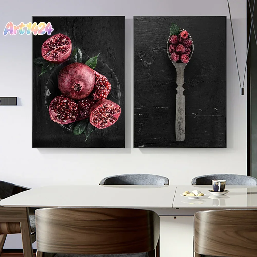 Kitchen Food Poster Pomegranate Blueberry Wall Art Aesthetics Print Canvas Painting Posters for Living Room Modern Home Decor