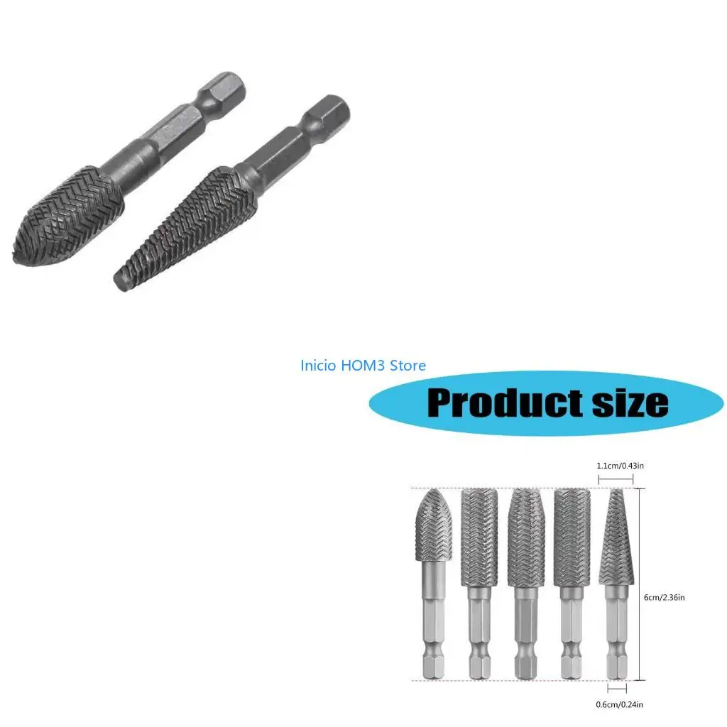 

A5YD 5Pcs Rotary Rasp File Set Steel File Carving Bit Cutter Rotary File For Metal