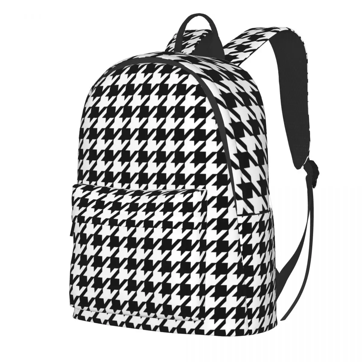 Black And White Houndstooth Backpack Abstract Design Women Men Outdoor Style Backpacks Breathable Cool School Bags Rucksack