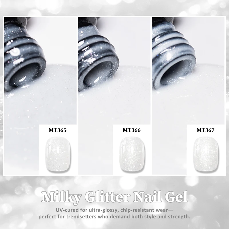 7ml Milky White Reflective Glitter Gel Nail Polish Shimmer Soak Off UV LED Nail Varnish Semi Permanent Nail Art Manicure