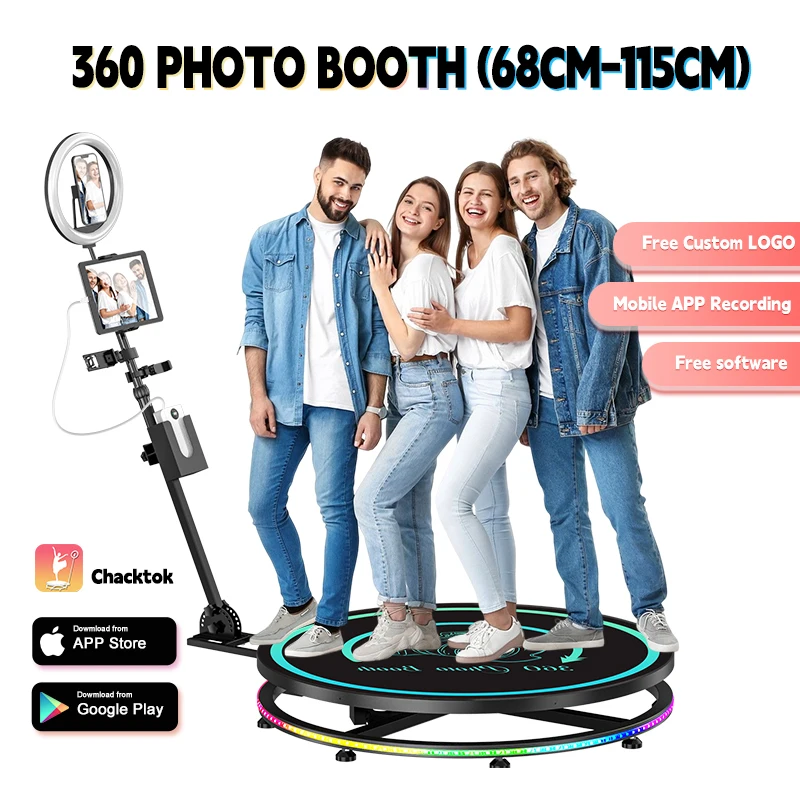 

MWE 360 Photo Booth Customization Automatic 360 Spin Camera Booth Machine With Photography Lights For Parties With Software Logo