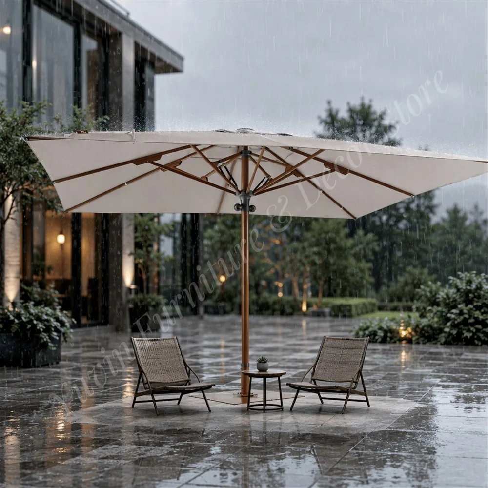 Thickened Aluminum Pole Center Pole Umbrella Hydraulic Lifting System All Weather Outdoor Shade for Open Terrace
