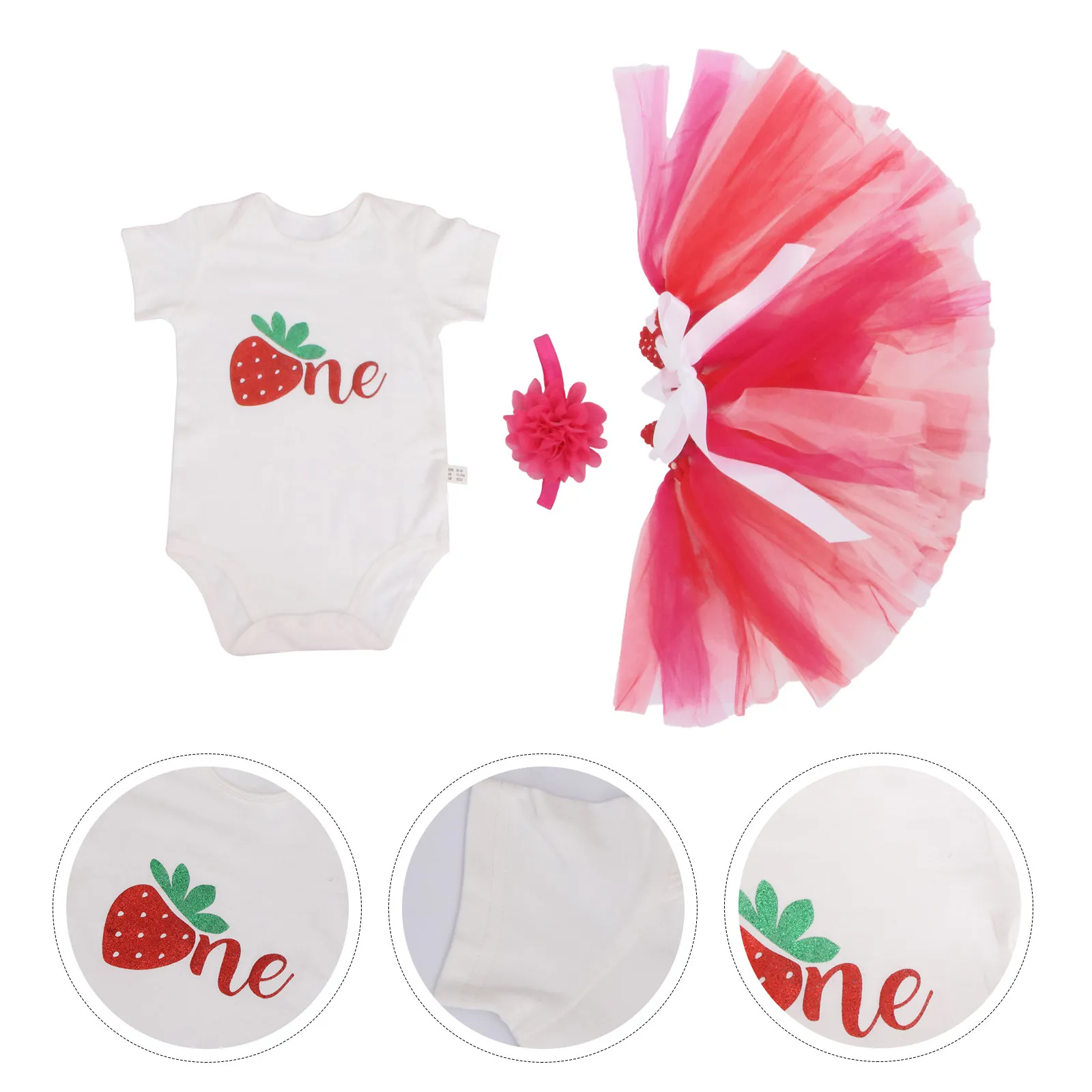 Conjunto de Falda Tutú de Fresa para Bebé, Traje de Escalada para Niña de 12-18 Meses, Disfraz para Sesión de Fotos, Fiesta, Carnaval, Accesorio de Estudio