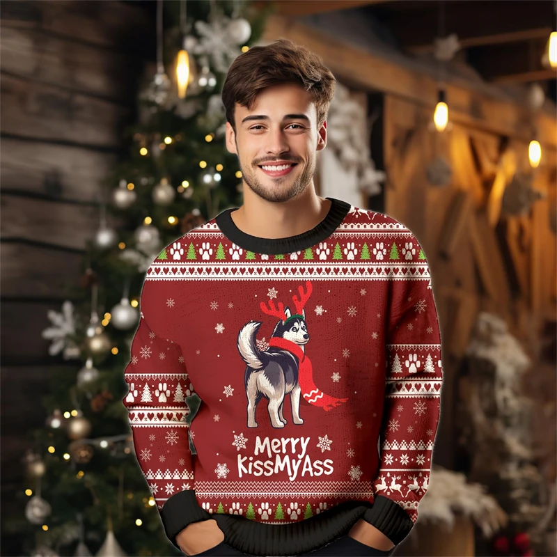 Vêtements de chien de compagnie joyeux Noël pour femmes, pull graphique PVD, bouledogue drôle, chien coquin, Bull Terrier, unisexe, 2024