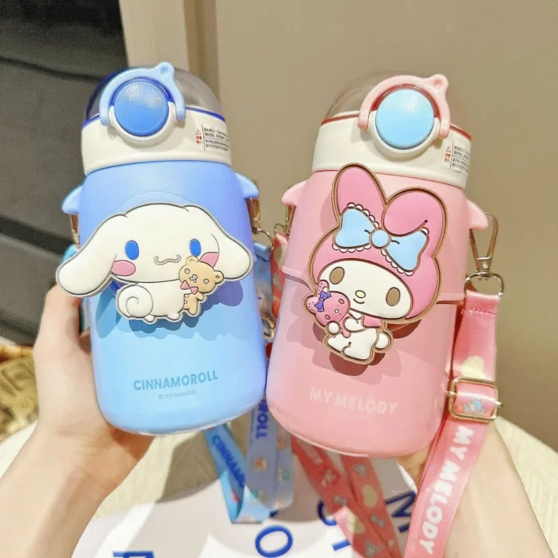 

Sanrio Cinnamoroll Hello Kitty Thermos Cup Kawaii Anime Student Portable Kuromi Vacuum Water Bottle Thermal Water Cup Kids Gift