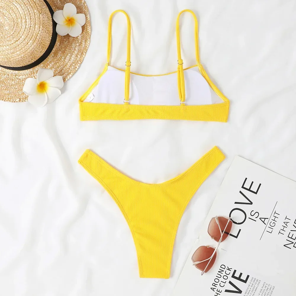 Vermelho micro biquíni 2024 biquini brasileiro com nervuras tanga maiô feminino alta corte natação maiô feminino verão beach wear