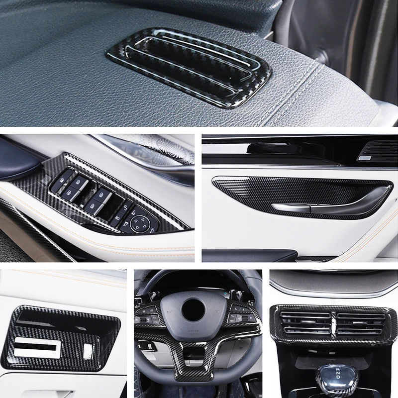 LHD For BYD Song Plus Seal U 2023-2025 Carbon Style Upper Console Vent Steering Wheel Window Lift Headlight Switch Cover Trim