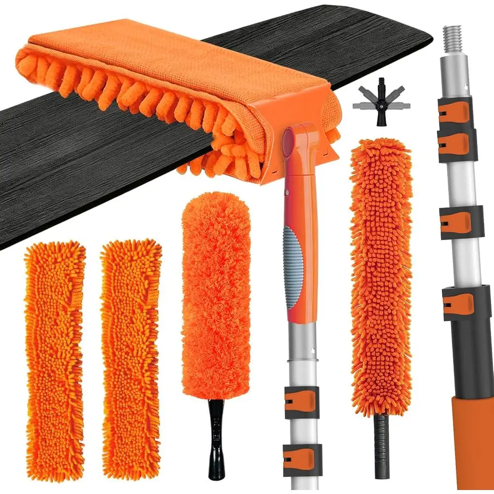 

26T Reach Ceiling an Cleaner Duster, набор для чистки с удлинительной штангой 5-20T, микрофибровой щеткой и сменными чистящими насадками