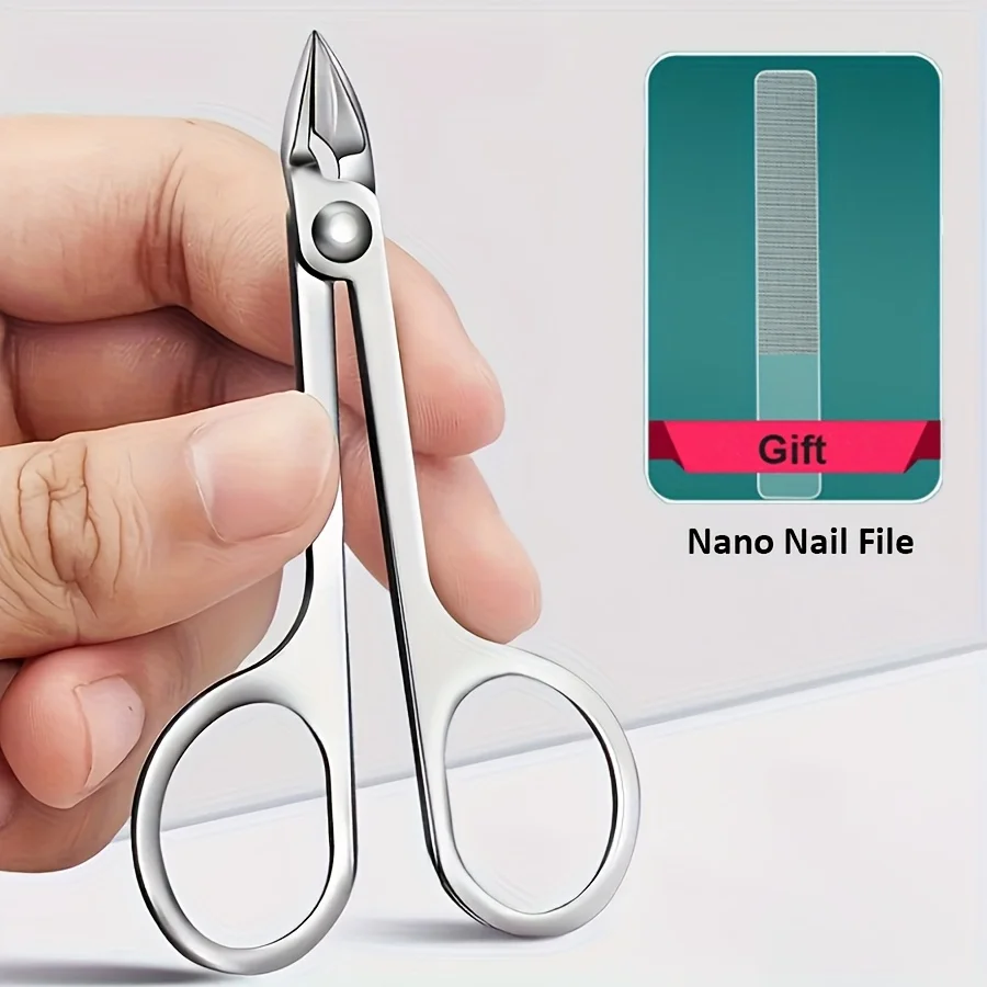 Set di forbici per cuticole in acciaio inossidabile da 2 pezzi, strumenti per la cura delle unghie per la rimozione della luce morta, manicure e pedicure, include lima per unghie nano