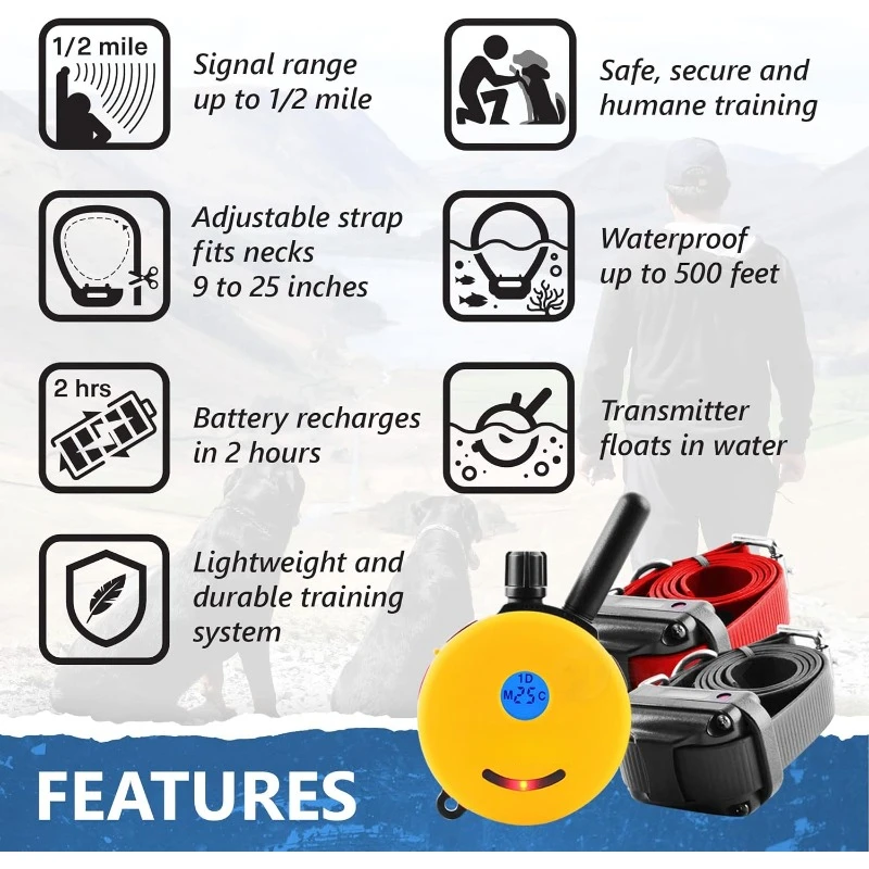 ET-302-1/2 Mile Rechargeable Dog Trainer Ecollar with Remote for Small, Medium, and Large Dogs by E-Collar Technologies Electric