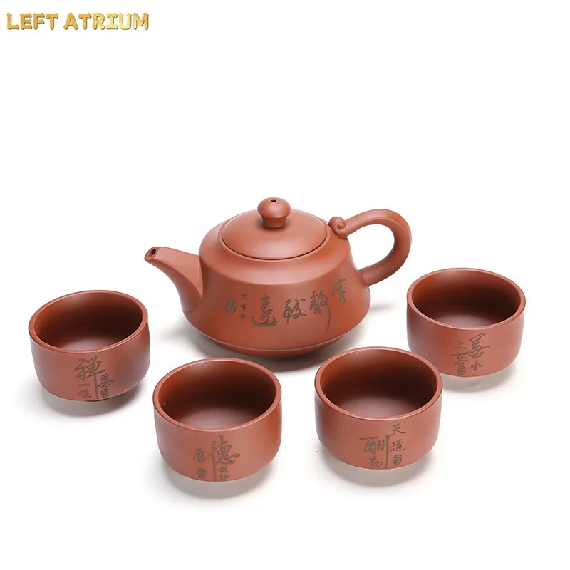 

1 Pot of Raw Purple Clay, 4 Cups of Ceramic Tea Set, Purple Clay Tea Set