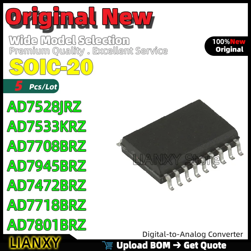 

5 шт. SOIC-20 AD7528JRZ AD7533KRZ AD7708BRZ AD7945BRZ AD7472BRZ AD7718BRZ AD7801BRZ AD7810YRZ цифро-аналоговый преобразователь новый