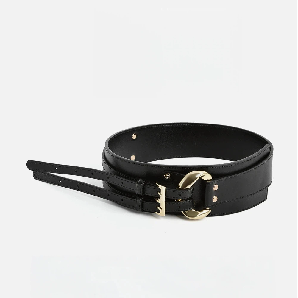 Women's Leather Retro Fashion Design Waist Seal Female European and American Personality Irregular Cowhide Coat Dress Waist Belt