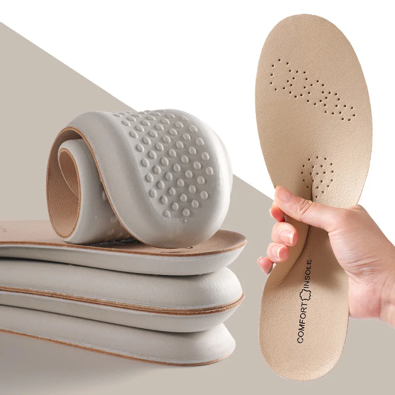 Gepolsterte Latex-Einlegesohlen für Turnschuhe, Schuhsohlen-Einsatz aus Rindsleder, stoßdämpfende Plantarfasziitis-Vorlage, Einlegesohlen für Schuhe