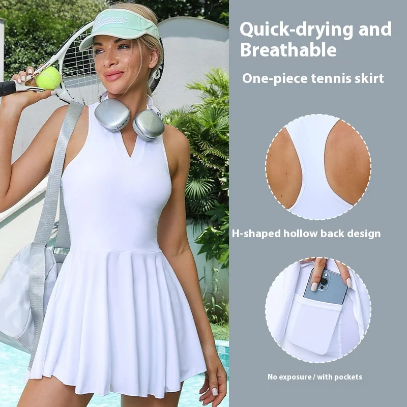 

Tennis Skirt Set Women's Tennis Suit with Chest Pad Outdoor Badminton Suit Yoga Sports Skirt