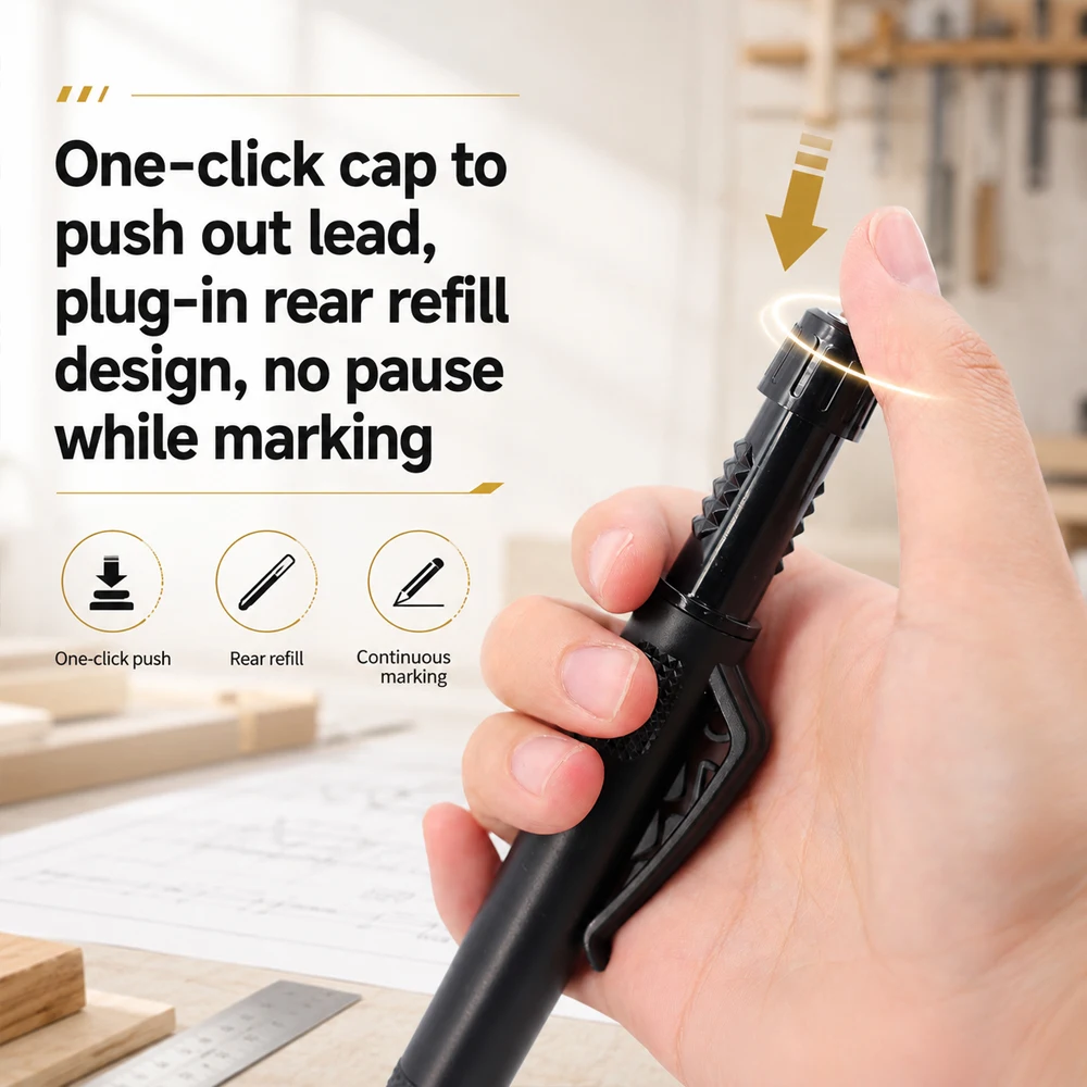 2.8mm Creative Carpenter Pencil Card Set,Deep Hole Woodworking Marking Pencil Architects Drawing Tool,For Carpenters Engineering
