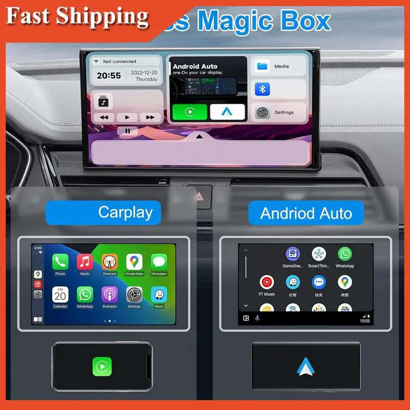 Эффективный беспроводной адаптер Carplay 3 в 1, беспроводной для Android Auto с беспроводным автомобильным ключом Netflix/Youtube для Carplay Cars Ea