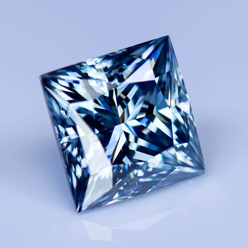 Moissanite หินสีหลัก Royal Blue Princess Cut อัญมณี Lab Grown เพชรผู้หญิง Charms เครื่องประดับทําใบรับรอง GRA