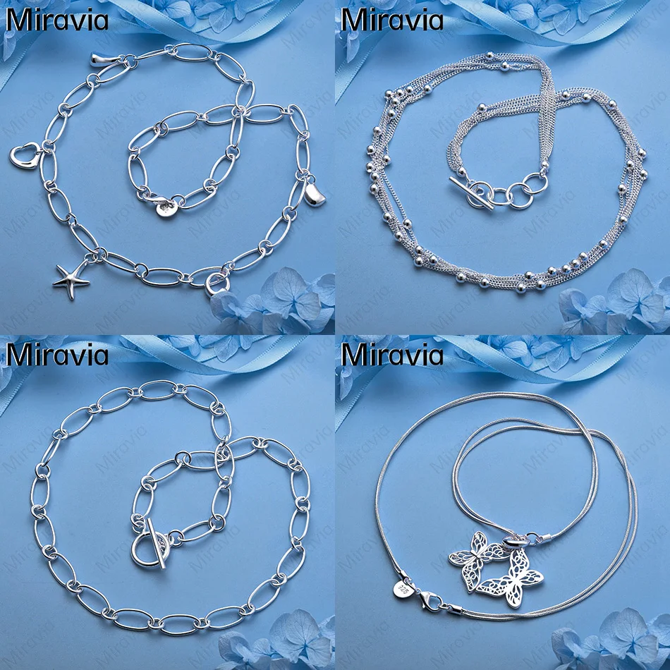 

Miravia 925 Sterling Silver Six-Line Bead OT Clasp Necklace Women's Versatile Anniversary Gift Jewelry