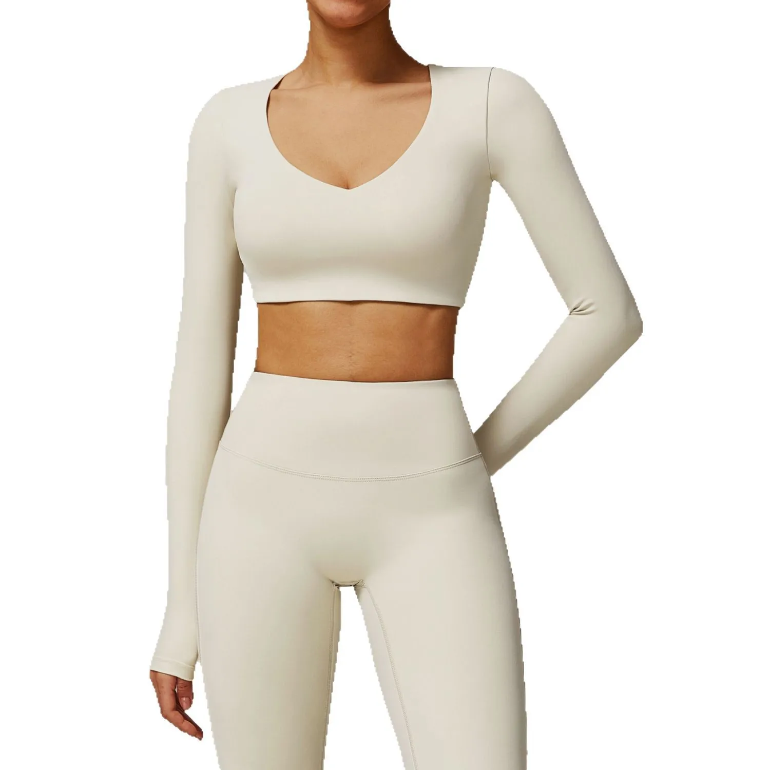 

Mermaid Curve Tight Quick-drying Yoga Long-sleeved Women's V-neck Short Slimming Top Running Sports Fitness T-shirt