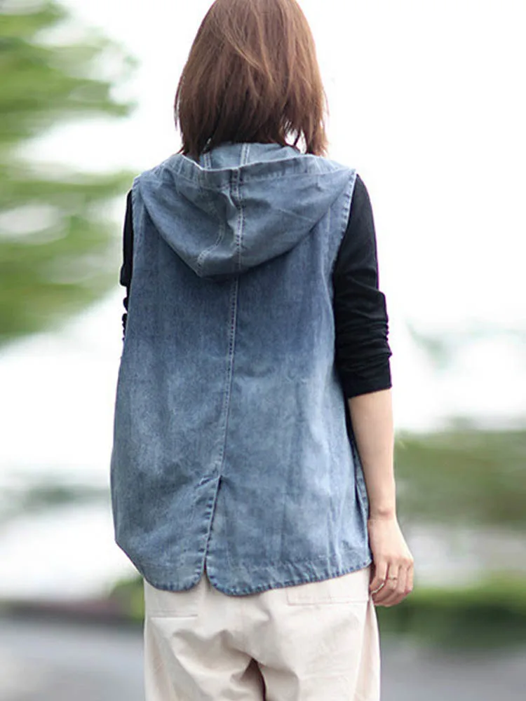 Max LuLu 2022 Korean Designer New Autumn Women Casual Denim Waistcoats Ladies Vintage Loose Vests Oversized Sleeveless Clothes