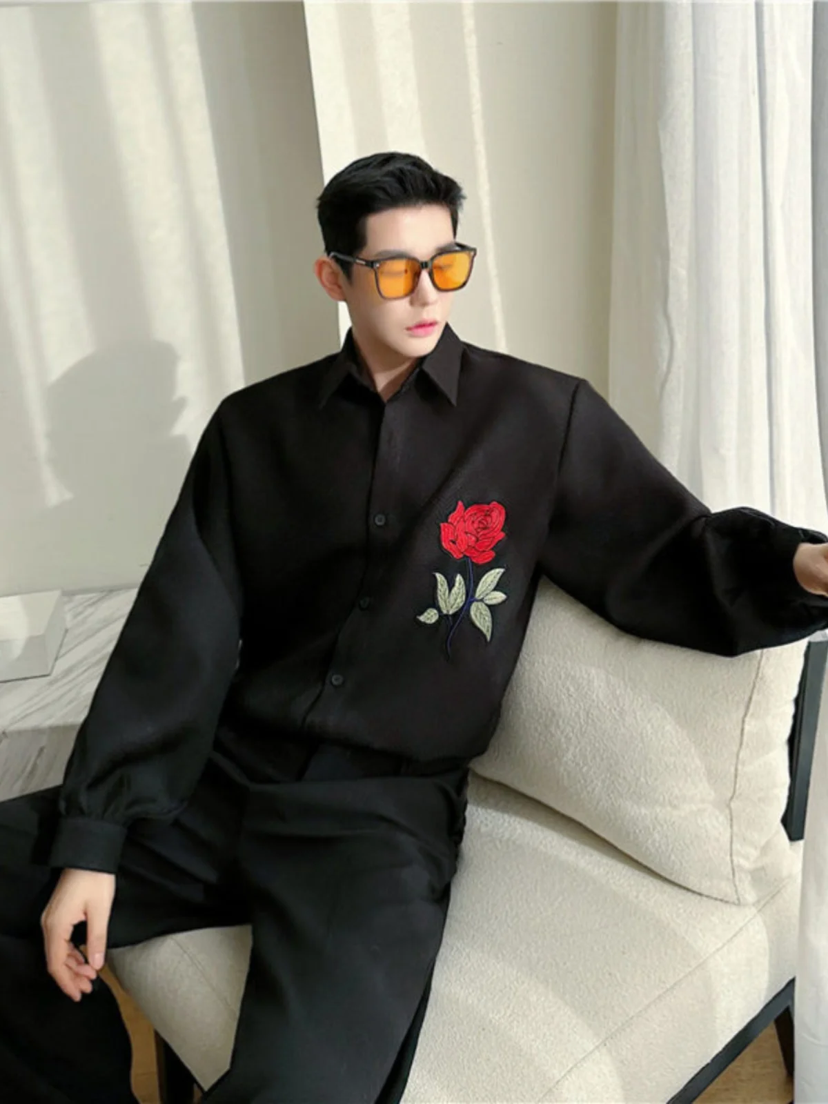 

Мужская дышащая свободная куртка-рубашка с вышивкой для весны и лета, повседневная, универсальная, модная