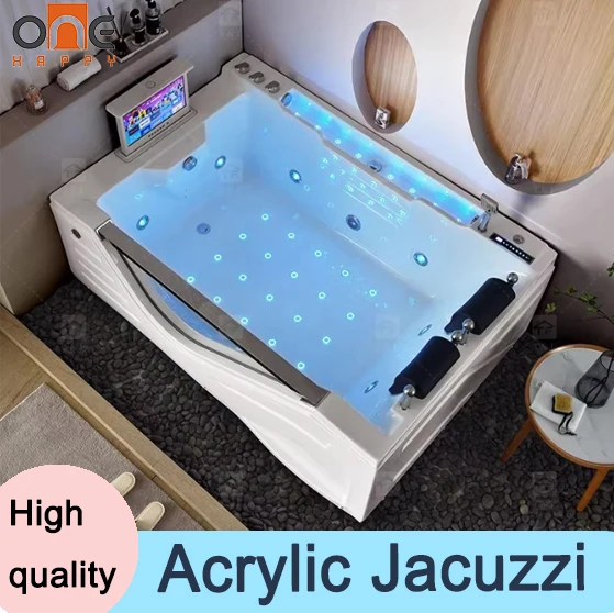 Premium White 2 Seater 1900mm Freestanding Acrylic Jacuzzi Full Body Adult Whirlpool Spa Double Seat Massage Bath Tub Indoor