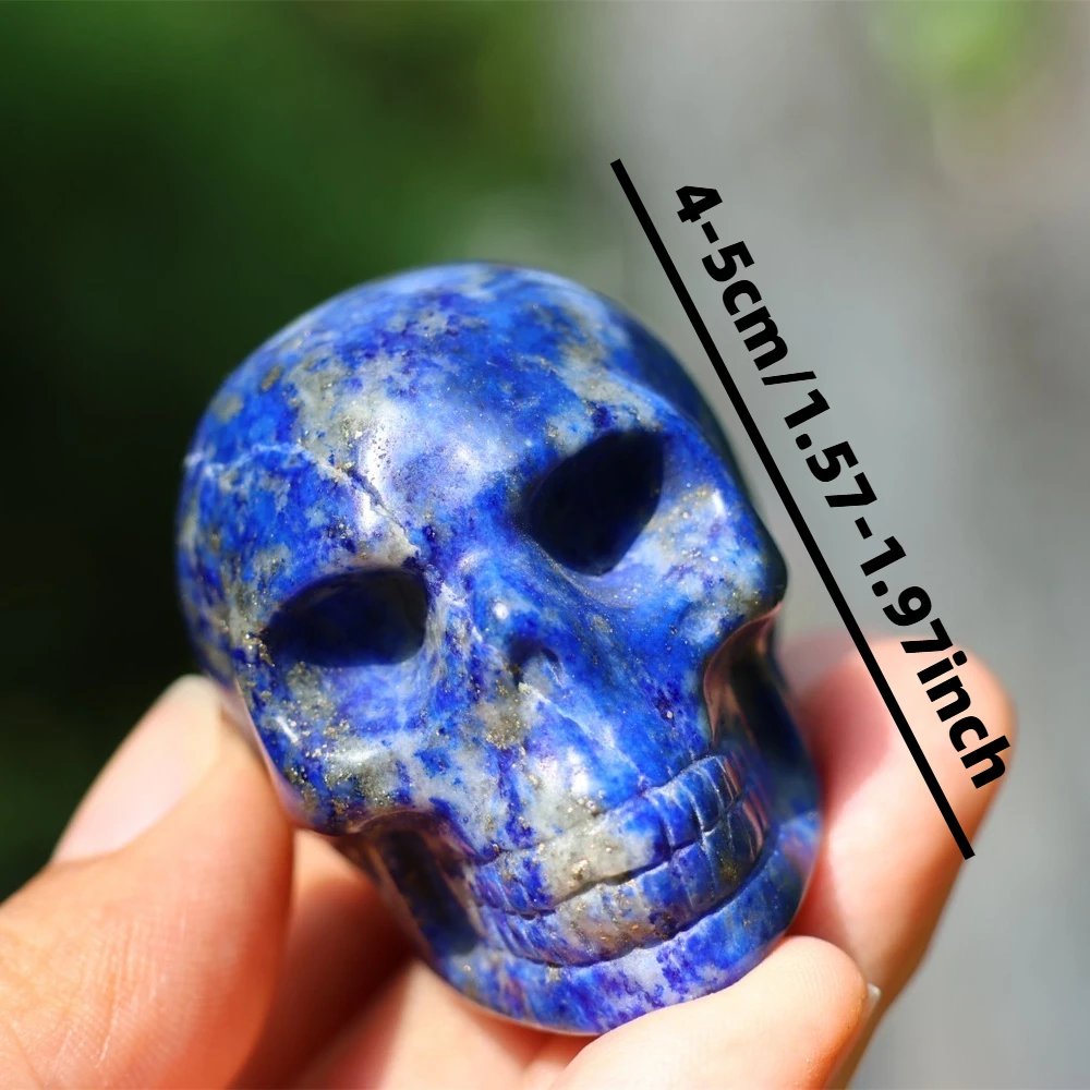 Natural Lapis Lazuli Skull Crystal Themed Indoor and Outdoor Decoration or Occasions Like Halloween