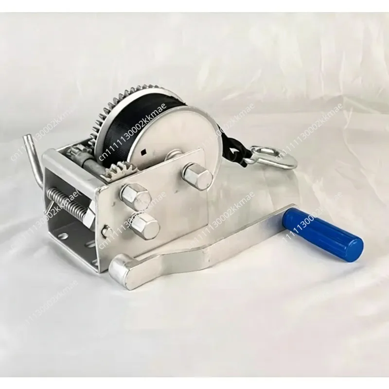 Yacht Trailer Two-speed Hand Crank Winch 900KG 2.6 Tons Webbing Winch Sturdy Trailer Accessory for Marine Boat